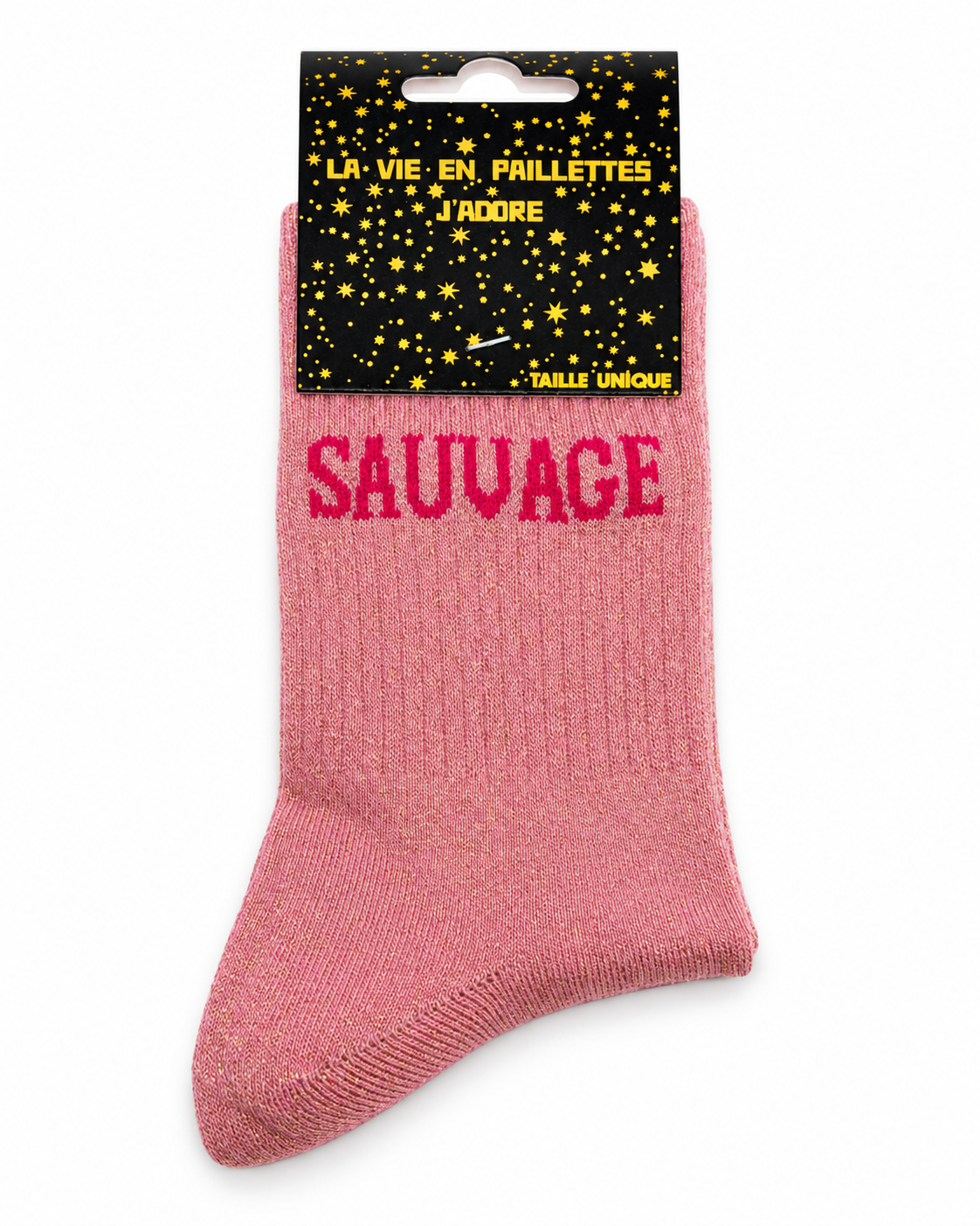Chaussettes à Paillettes Message " Sauvage"
