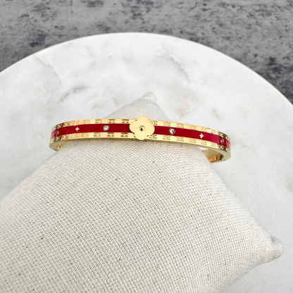 Bracelet jonc Flora rouge