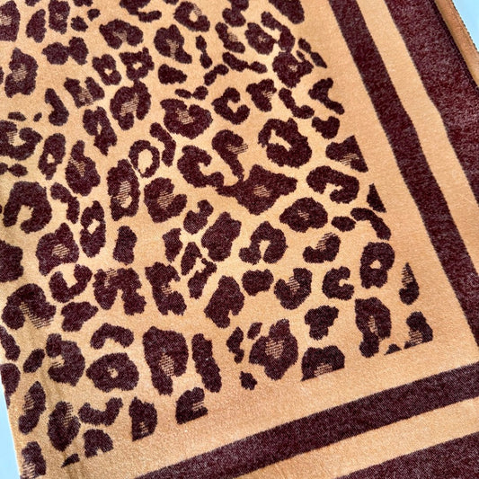 Écharpe imprimé Léopard choco