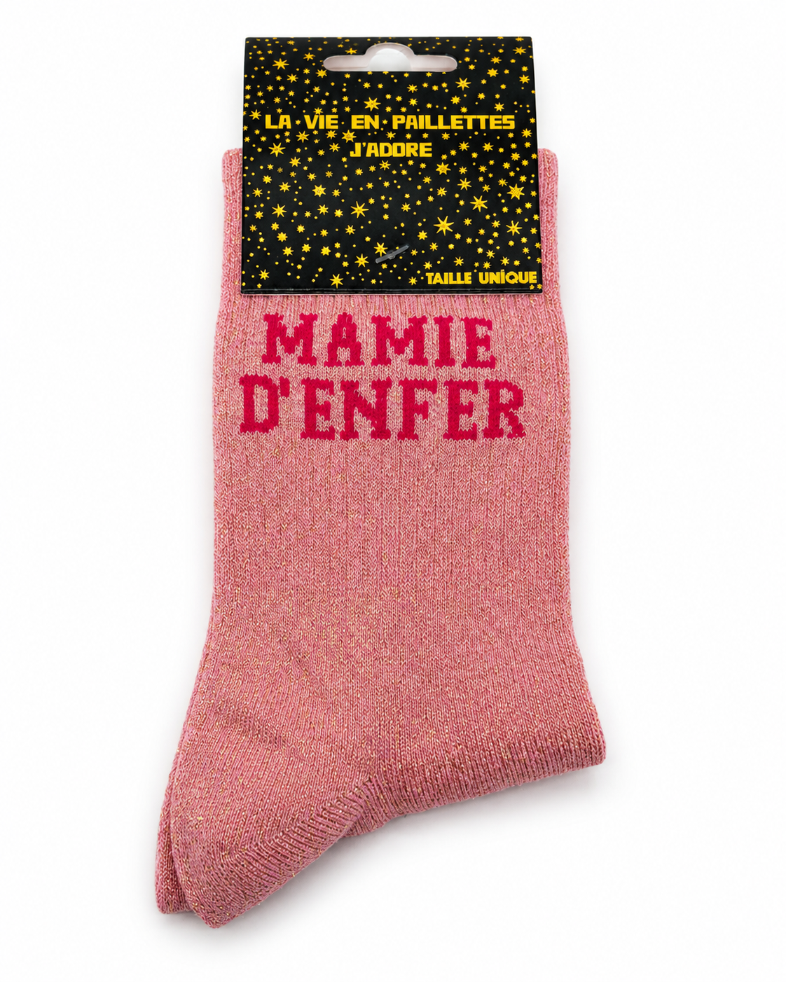 Chaussettes à Paillettes Message " Mamie d'enfer"