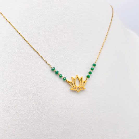 Collier Lotus perles verte