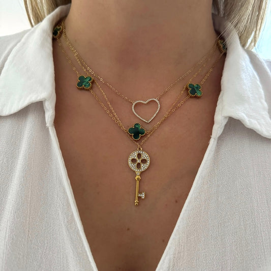 Collier Trèfle Maelya Vert