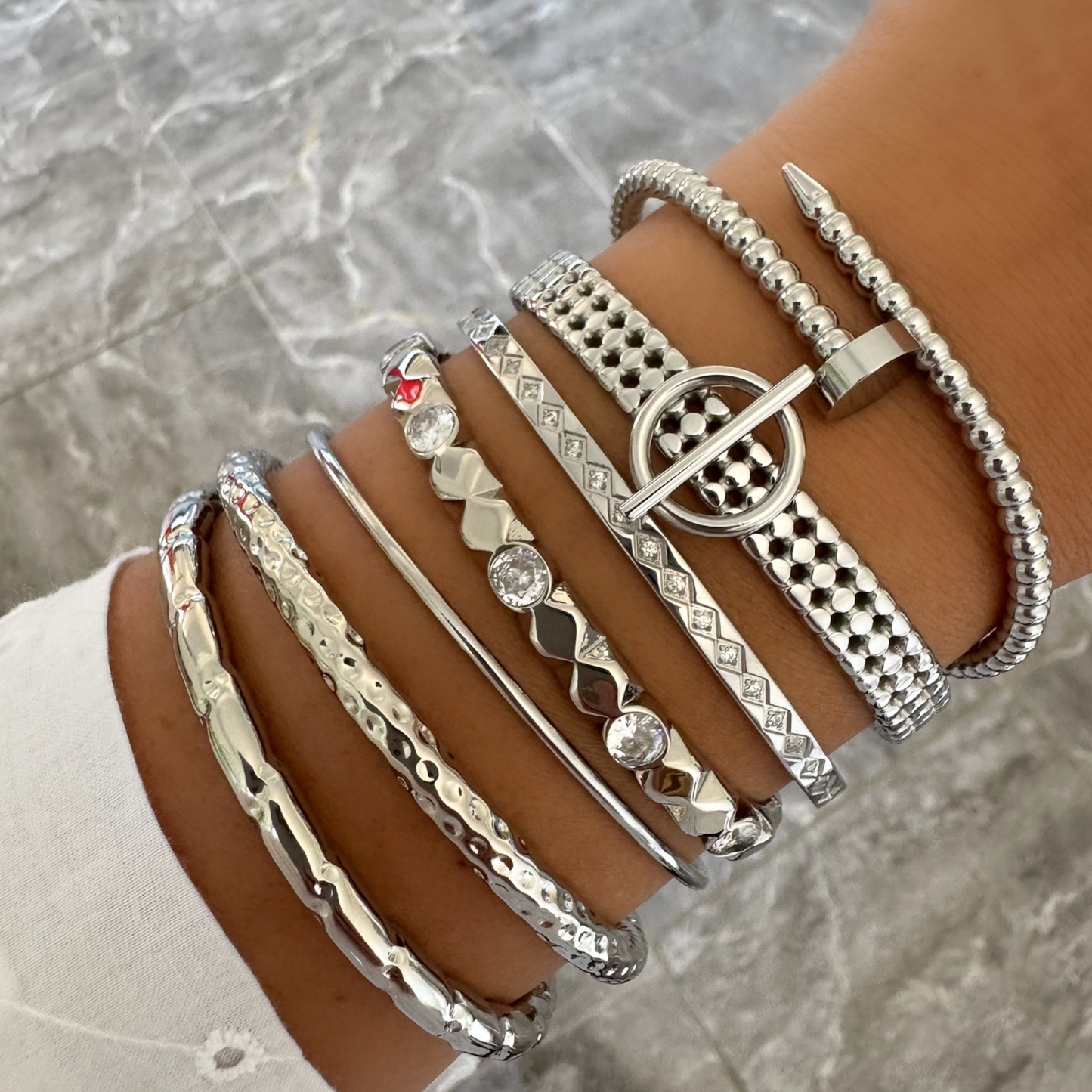 Bracelet jonc Adelia argenté
