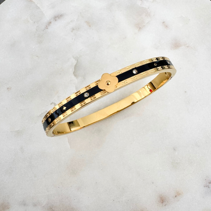 Bracelet jonc Flora noir