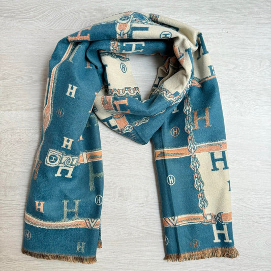 Écharpe imprimé H bleu