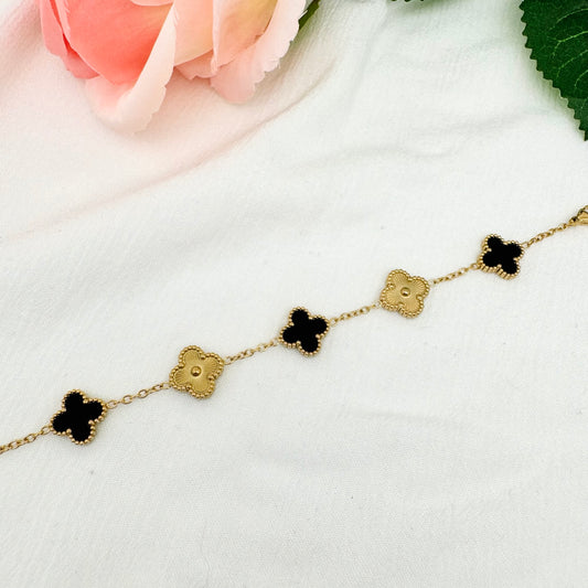 Bracelet Trèfle Maelya / Corelle noir doré
