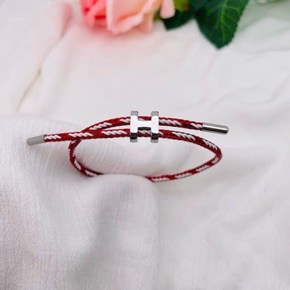 Bracelet Cordon lettre H argenté