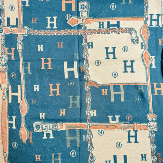 Écharpe imprimé H bleu
