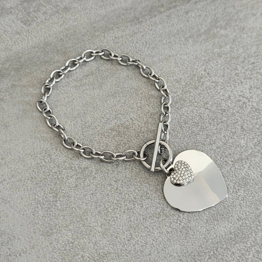 Bracelet Breloques Maxi Coeur argenté