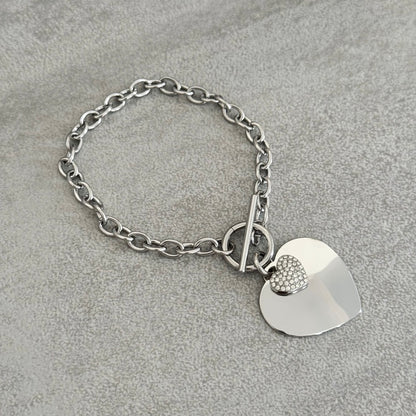 Bracelet Breloques Maxi Coeur argenté