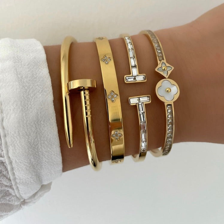 Bracelet jonc Clou doré