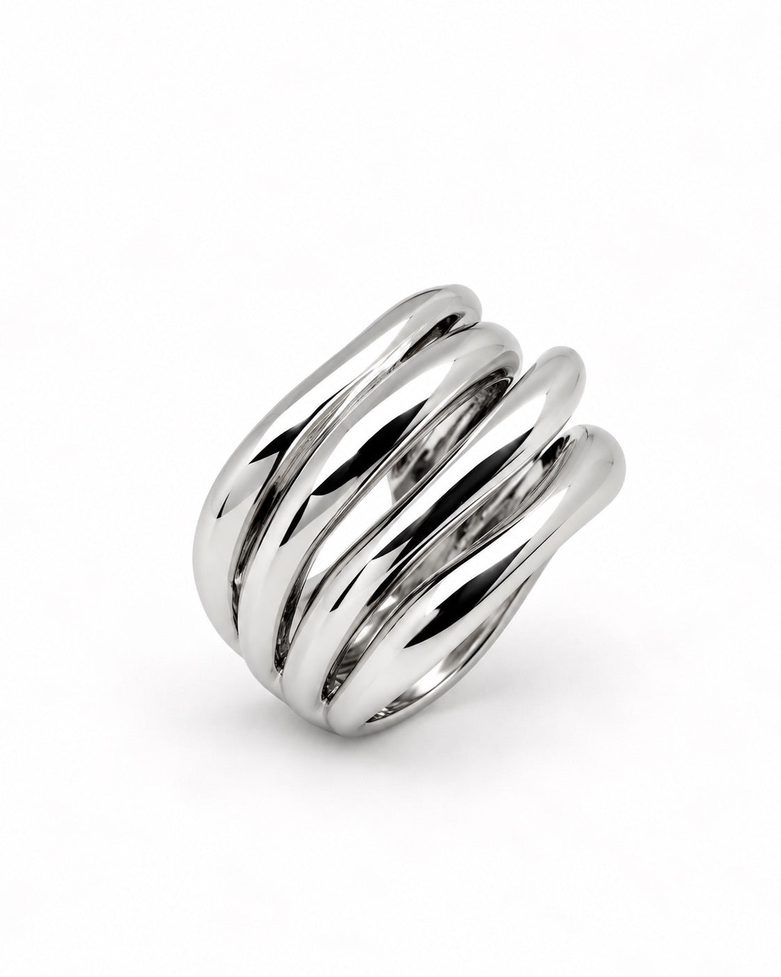 Bague argentée anneaux