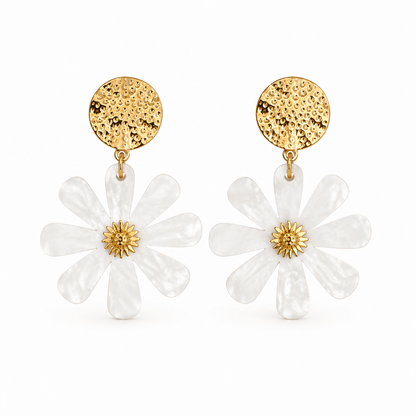 Boucles d'oreilles Fleur blanc