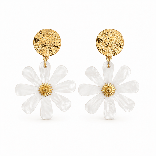 Boucles d'oreilles Fleur blanc