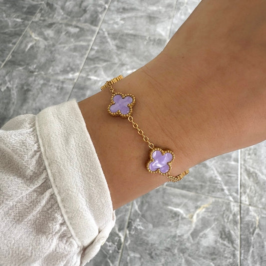 Bracelet Trèfle Maelya mauve
