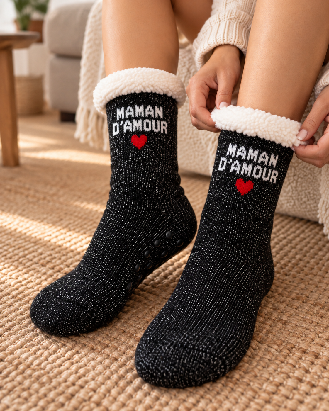 Chaussettes Moumoute paillette "Maman d'amour"