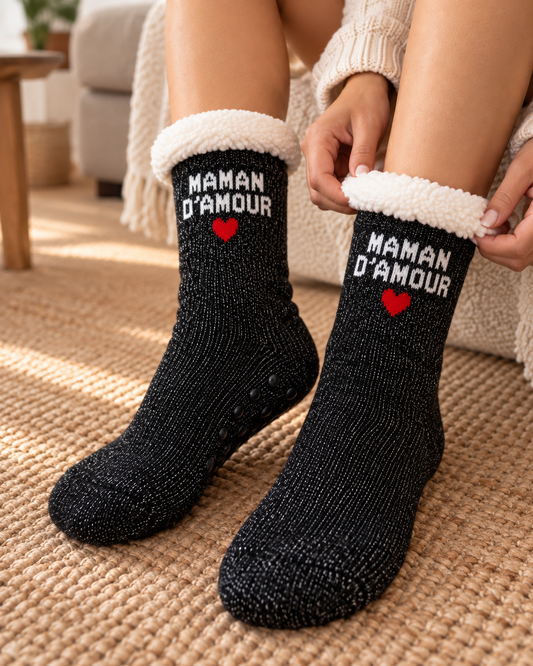 Chaussettes Moumoute paillette "Maman d'amour"