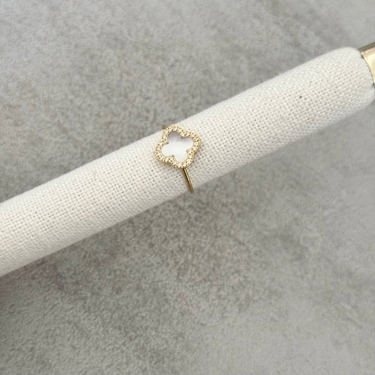 Bague Trèfle Strass blanc