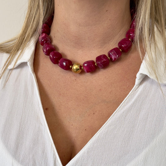 Collier Nova framboise
