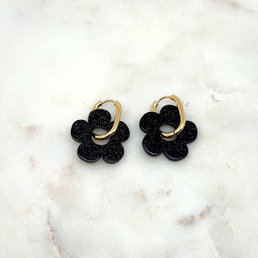 Boucles d'oreilles Elisa Pailleté noir