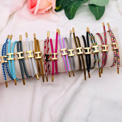 Bracelet Cordon lettre H doré