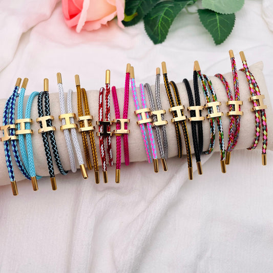 Bracelet Cordon lettre H doré