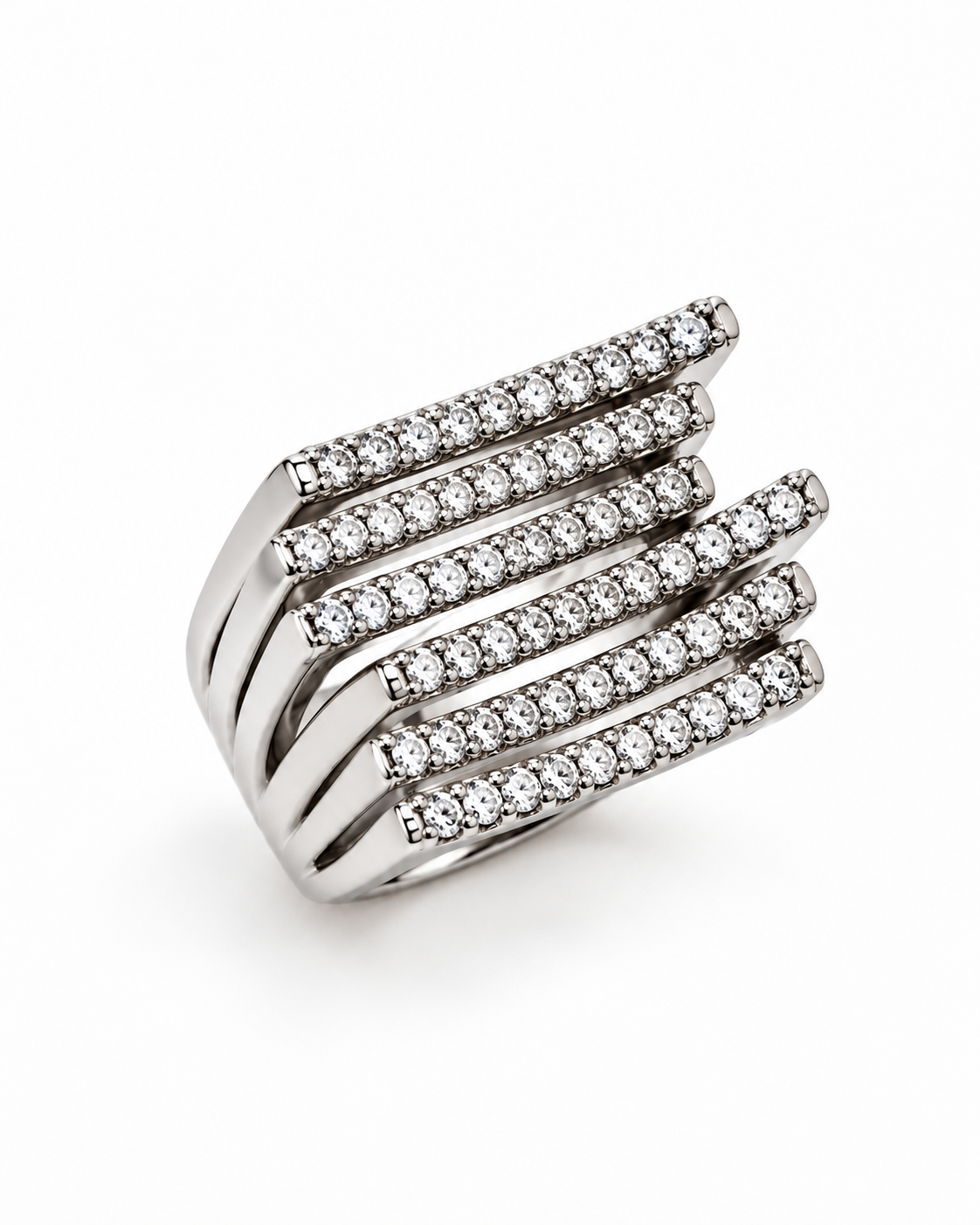 Bague argenté multirangs zirconiums