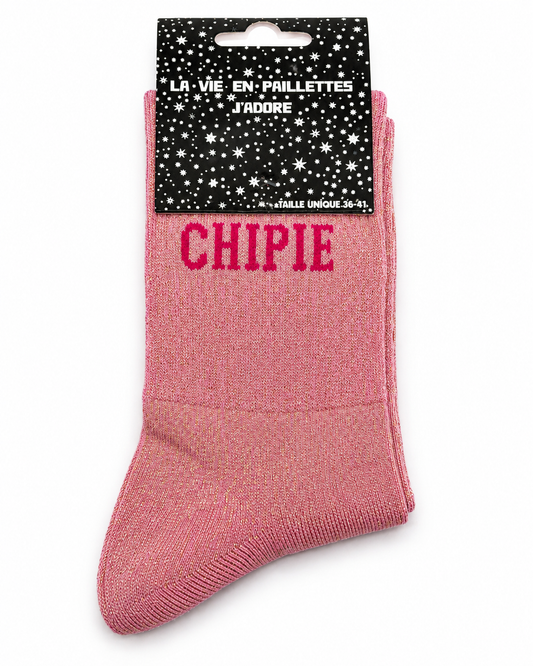 Chaussettes à Paillettes Message " Chipie"