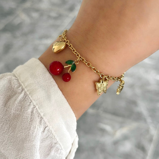 Bracelet Breloques Cerise