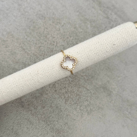 Bague Trèfle Strass blanc