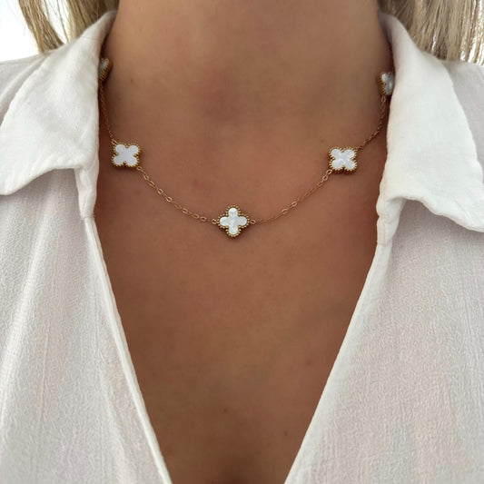 Collier Trèfle Maelya blanc