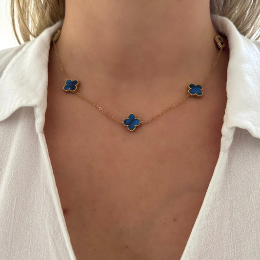 Collier Trèfle Maelya bleu