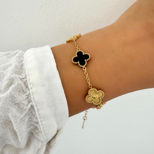 Bracelet Trèfle Maelya / Corelle noir doré