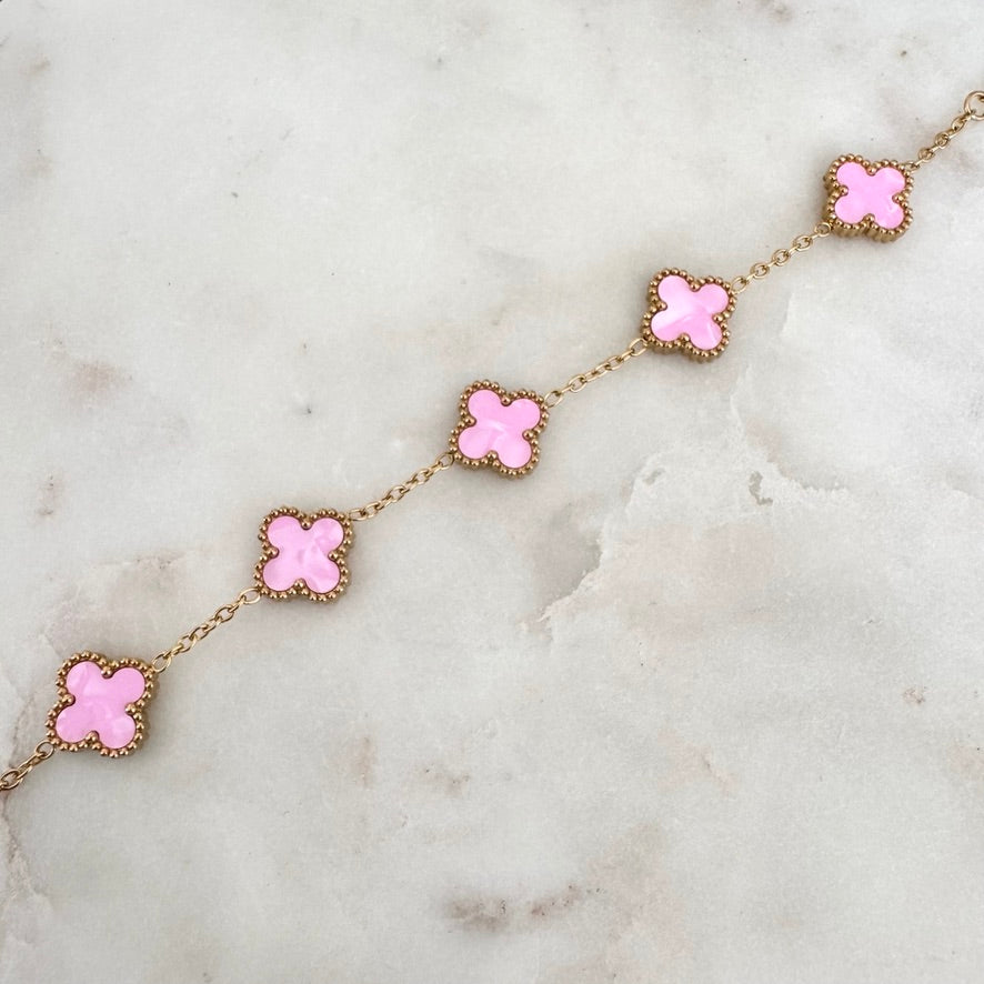 Bracelet Trèfle Maelya rose