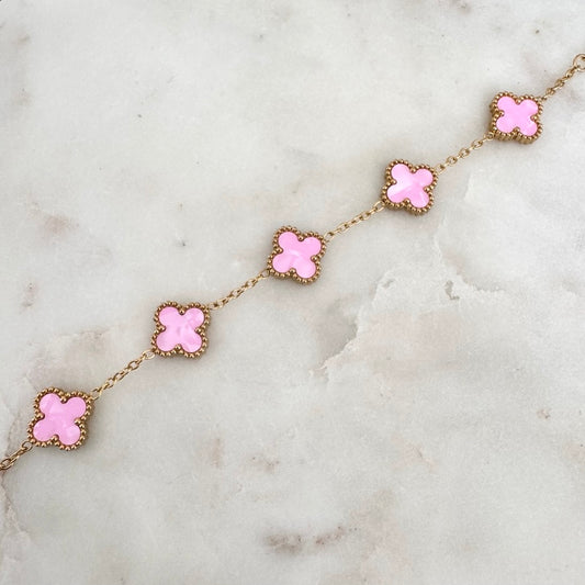 Bracelet Trèfle Maelya rose