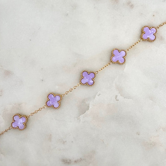 Bracelet Trèfle Maelya mauve