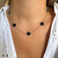 Collier Trèfle Maelya noir argenté