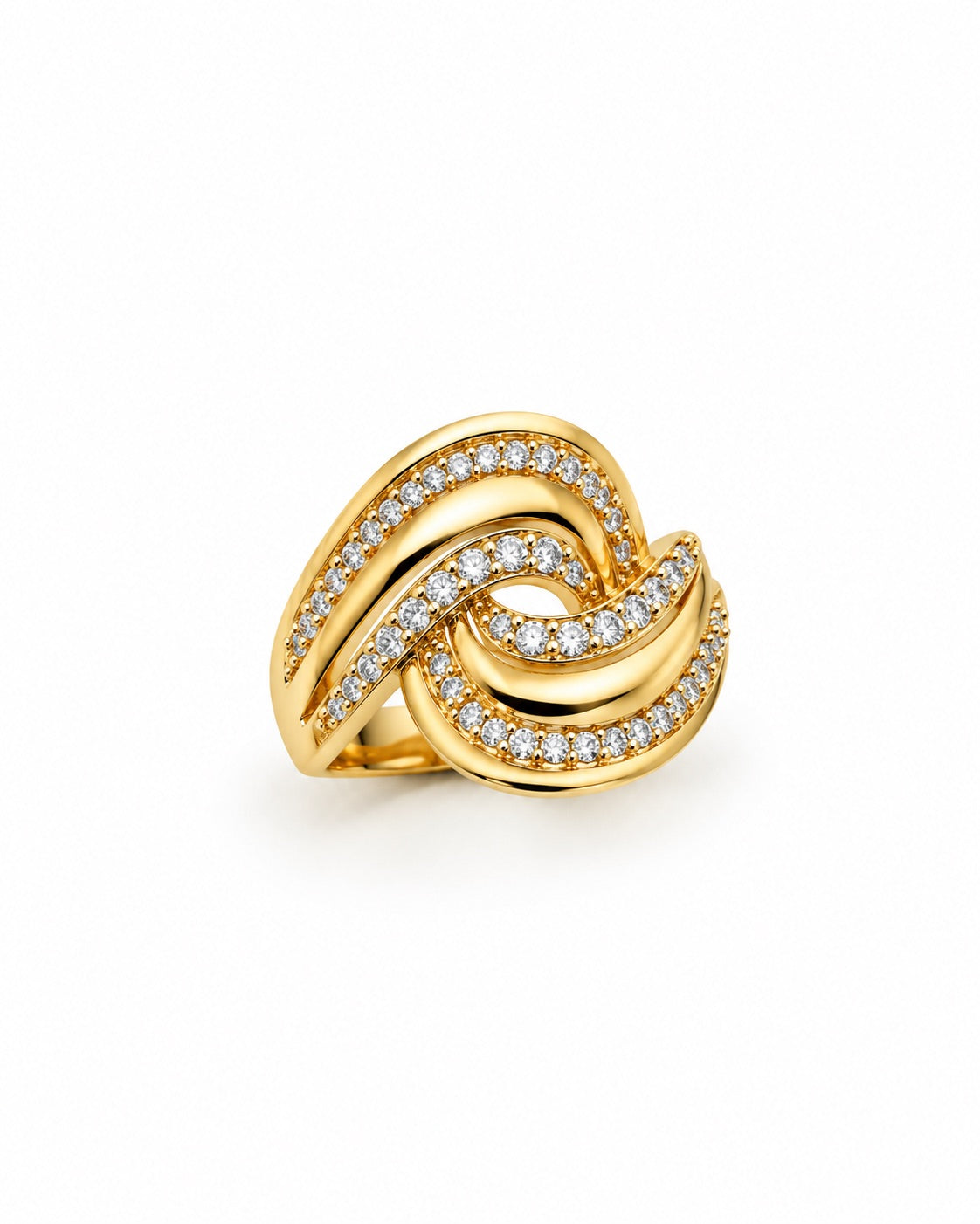 Bague vague dorée zirconiums