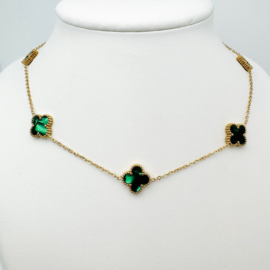 Collier Trèfle Maelya Vert