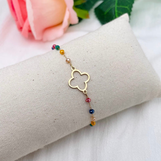 Bracelet Trèfle perles rainbow