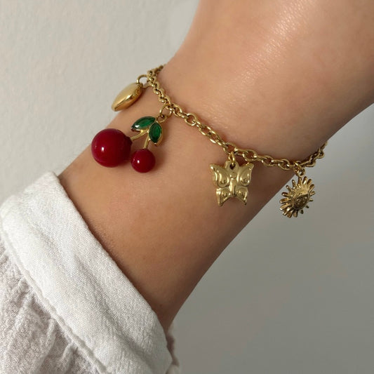 Bracelet Breloques Cerise