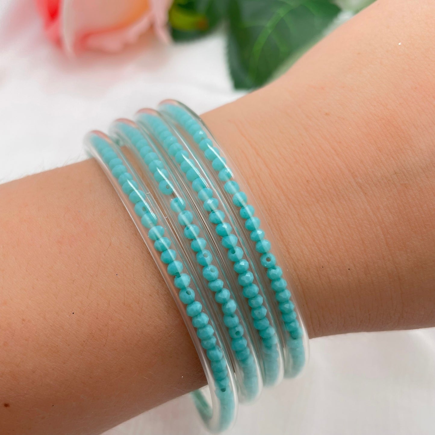Jonc Bouddhiste Perles vert turquoise
