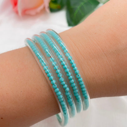 Jonc Bouddhiste Perles vert turquoise