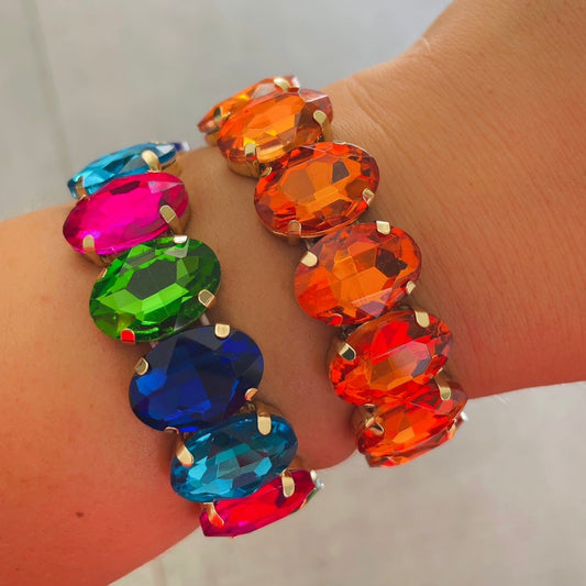 Bracelet Maxi Strass ovale orange
