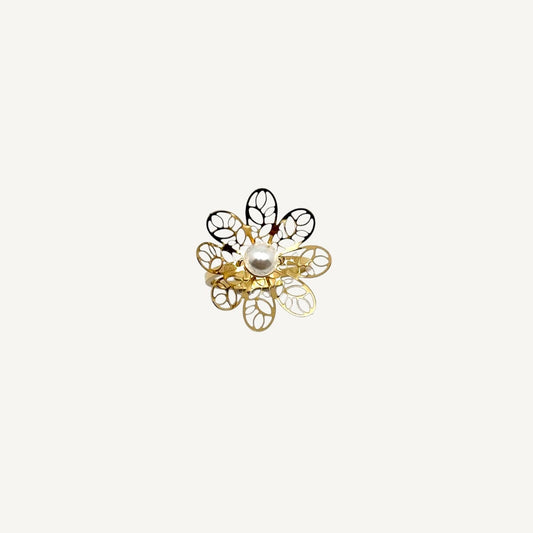 Bague Fleur et Perle