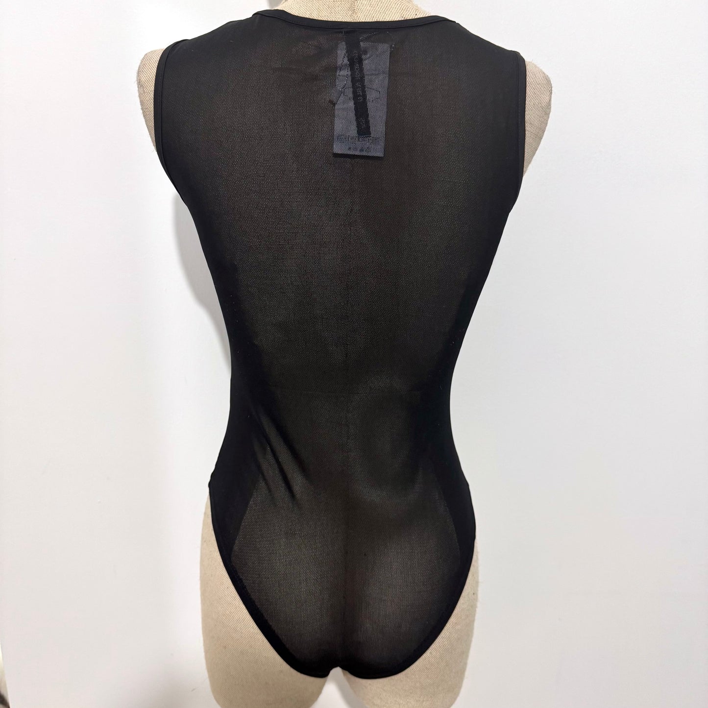 Body noir en tulle et maille stretch
