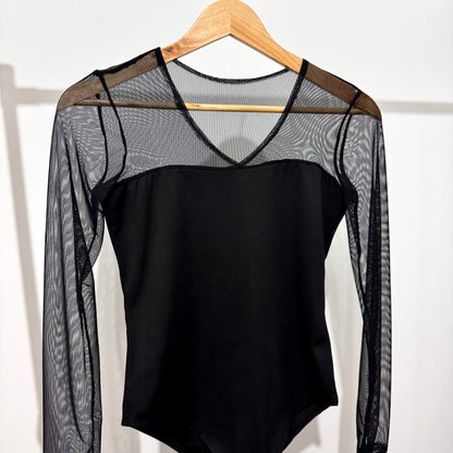 Body manches en tulle col V