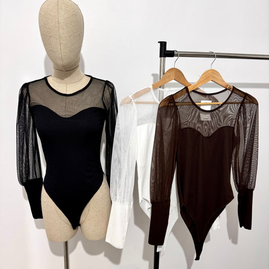 Body manches longues en tulle