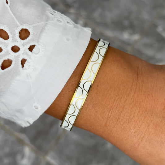 Bracelet Jonc Design Blanc - Demi Cercle