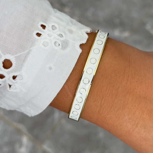 Bracelet Jonc Design Blanc - Ronds